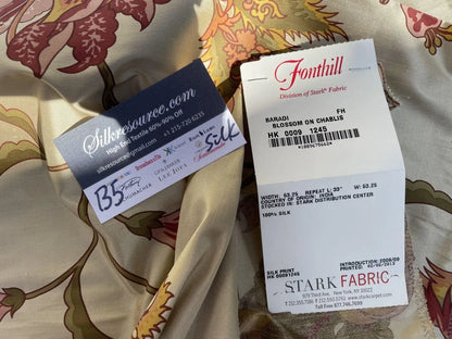 24 Berkbox5 Scalamandre Silk Square Baradi Blossom On Chablis Pink Jacobean Palampore Tree Of Life Printed Silk Pink Green On Cream White MSRP USD 192/y