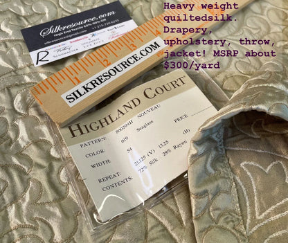 11 Boxr 2.4yds Highland Court Nouveau In Seaglass Quilted Silk Tapestry MSRP About $300/y