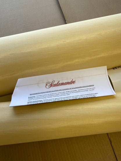 By yard Scalamandre Silk Walls Banana Wallpaper Silk on Paper Trimmed Plain Solid Texture MSRP USD 130/yard