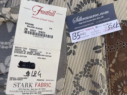 33 Berkbox5 Scalamandre Silk Square Kasumi Silver Cloud 33x27" MSRP USD 276/Y