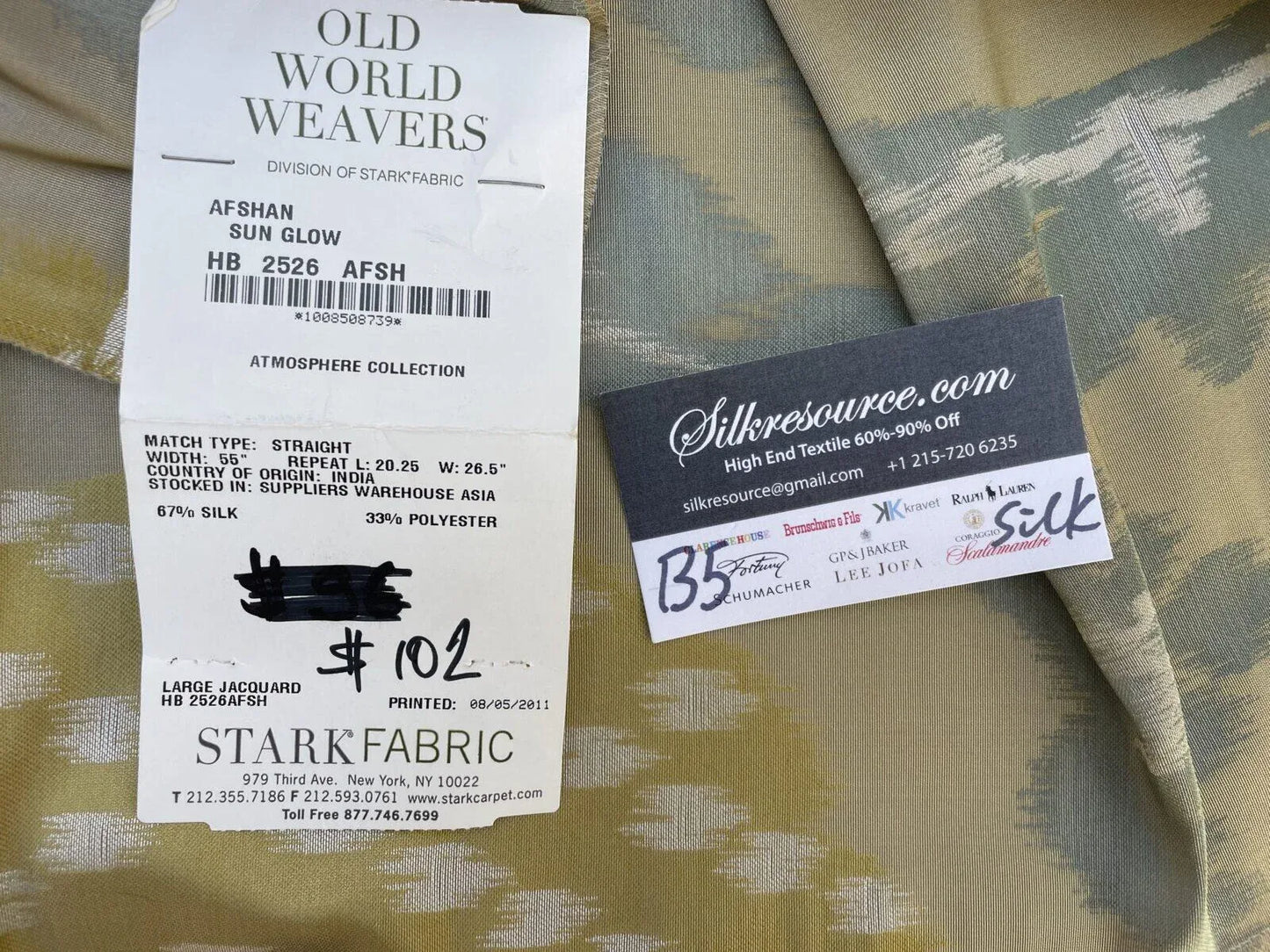 35 Berkbox5 Scalamandre Silk Square Afshan Sun Glow Ikat Gold MSRP USD208/Y