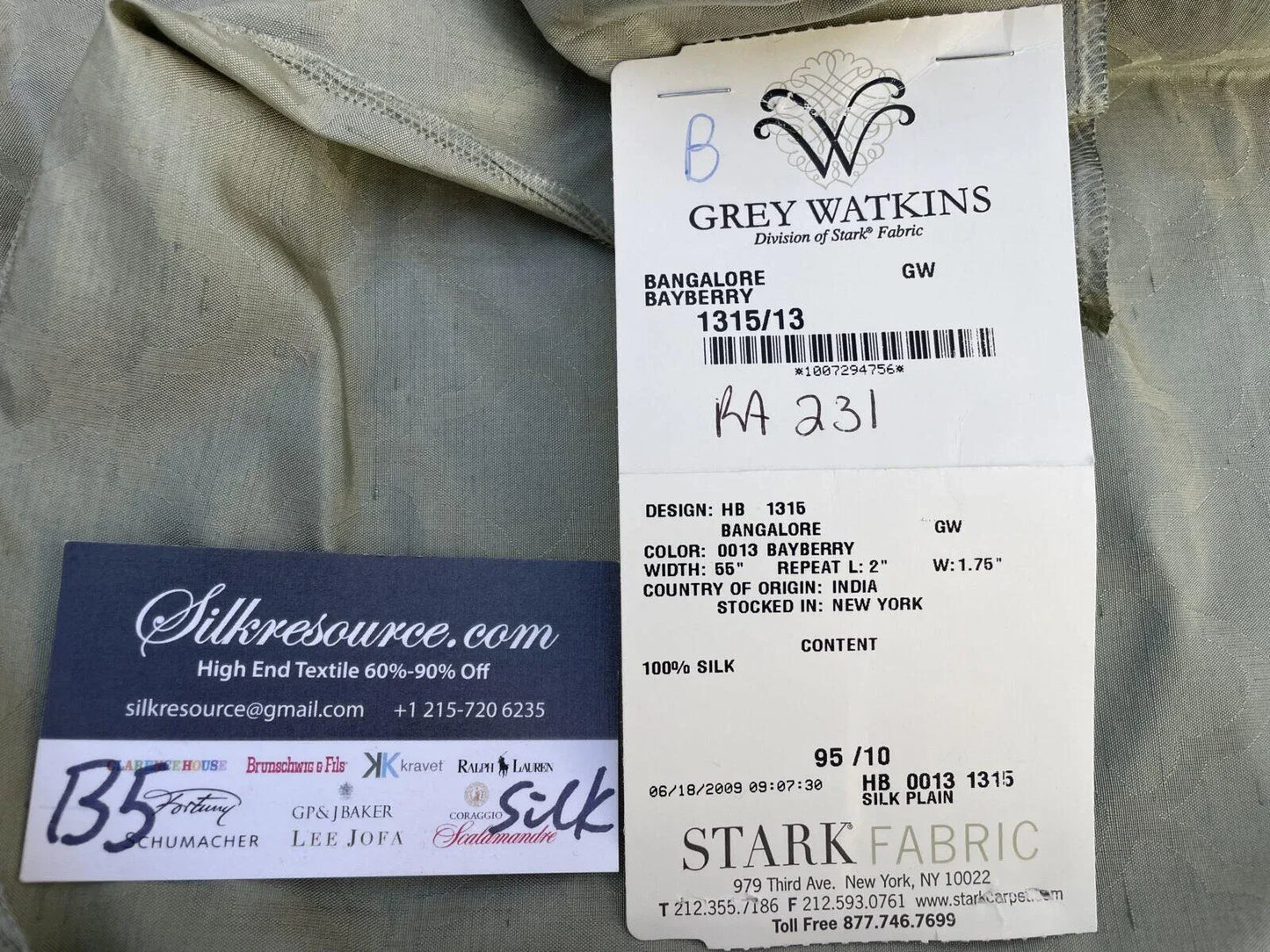 39b Berkbox5 Scalamandre Silk Square Bangalore Bayberry Gray MSRP USD 148/yd