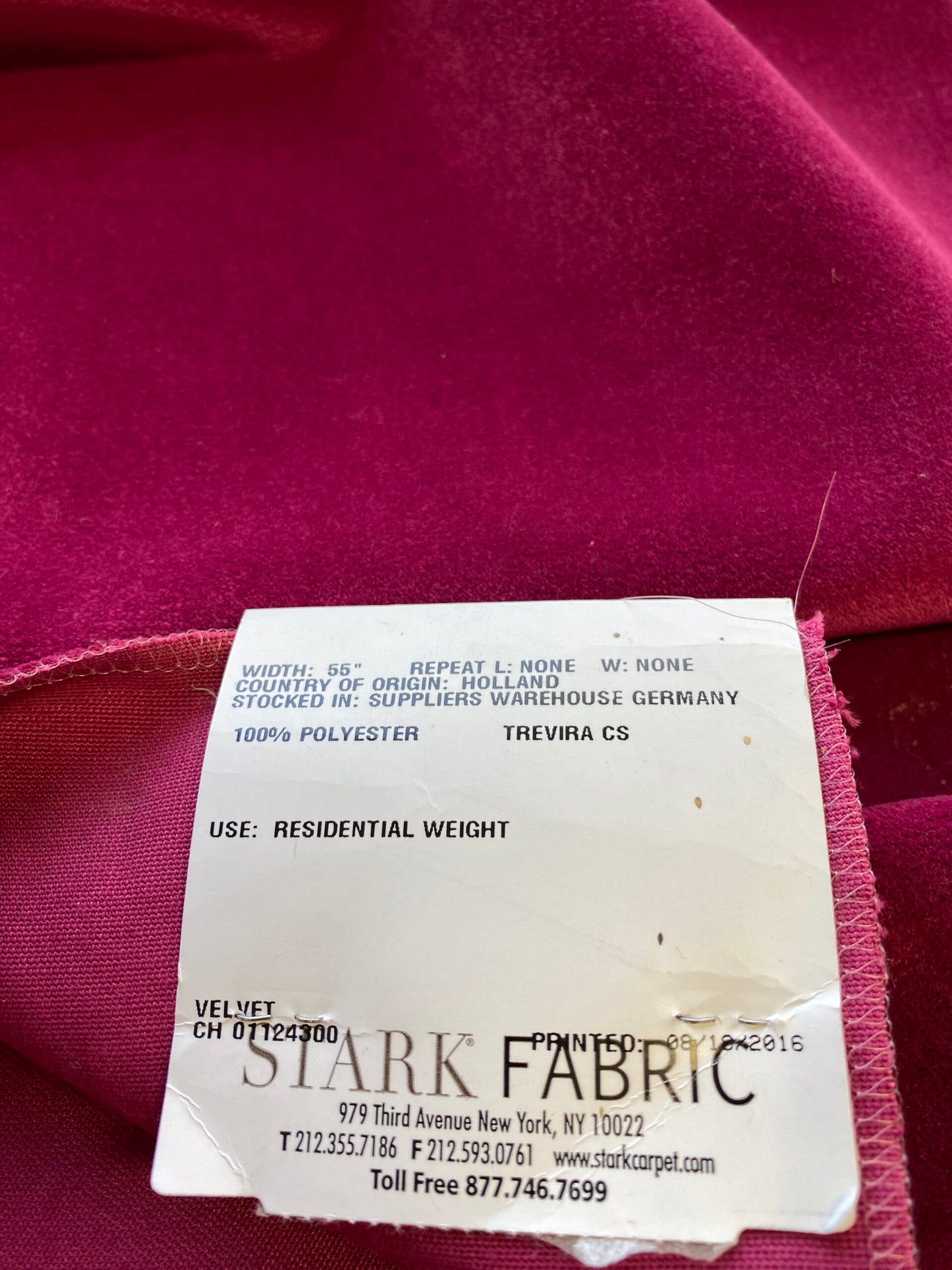 Scalamandre Christian Fischbacher Apollodor Magenta Red High End Velvet Panel Polyester Plain 2yards x 27" wide MSRP USD498/y