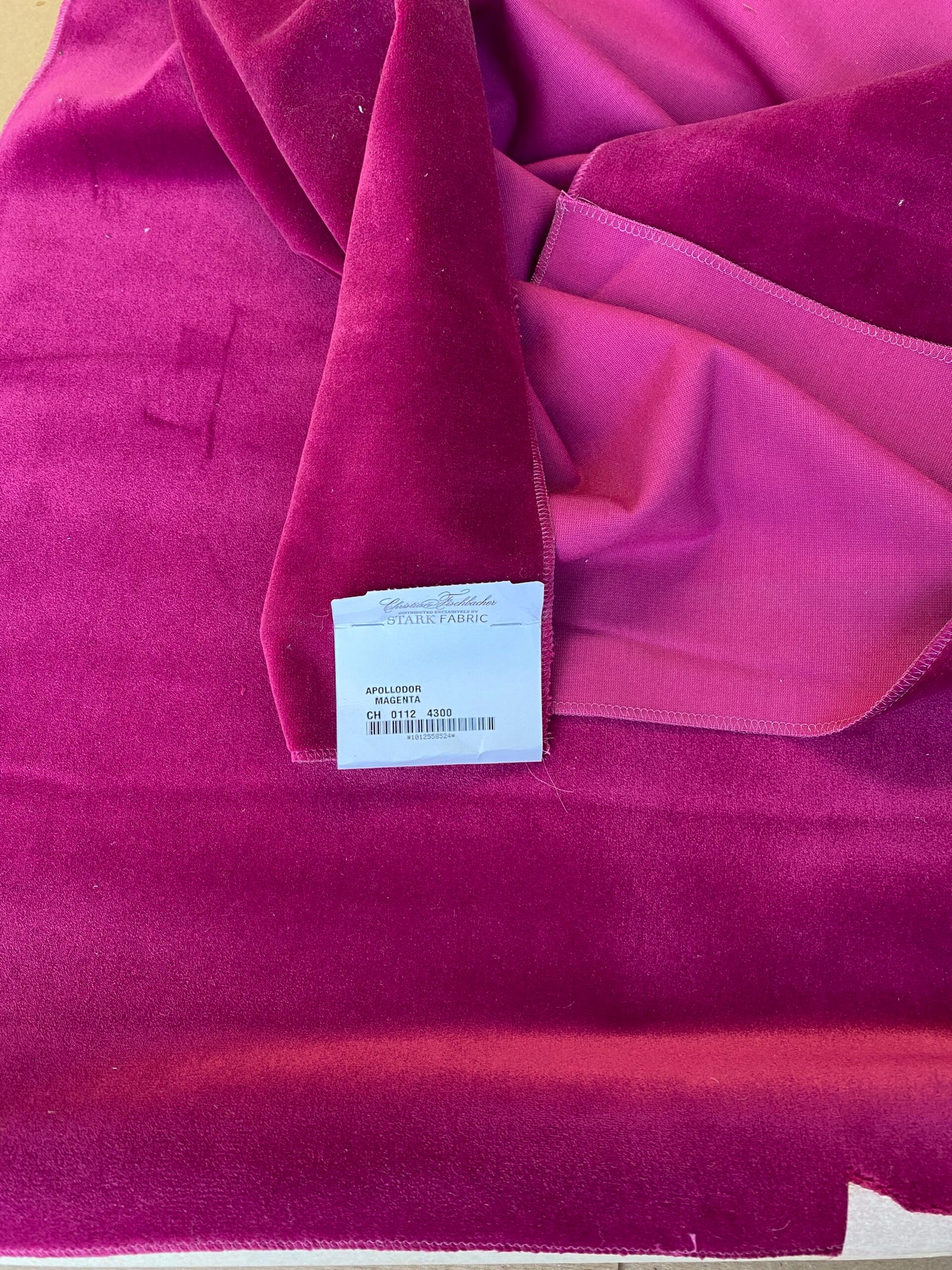 Scalamandre Christian Fischbacher Apollodor Magenta Red High End Velvet Panel Polyester Plain 2yards x 27" wide MSRP USD498/y