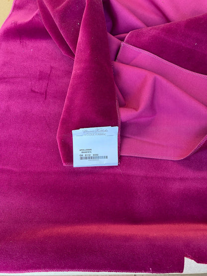Scalamandre Christian Fischbacher Apollodor Magenta Red High End Velvet Panel Polyester Plain 2yards x 27" wide MSRP USD498/y
