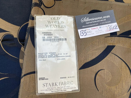 43 Berkbox5 Scalamandre Silk Square Cimarosa Midnight Blue Brown