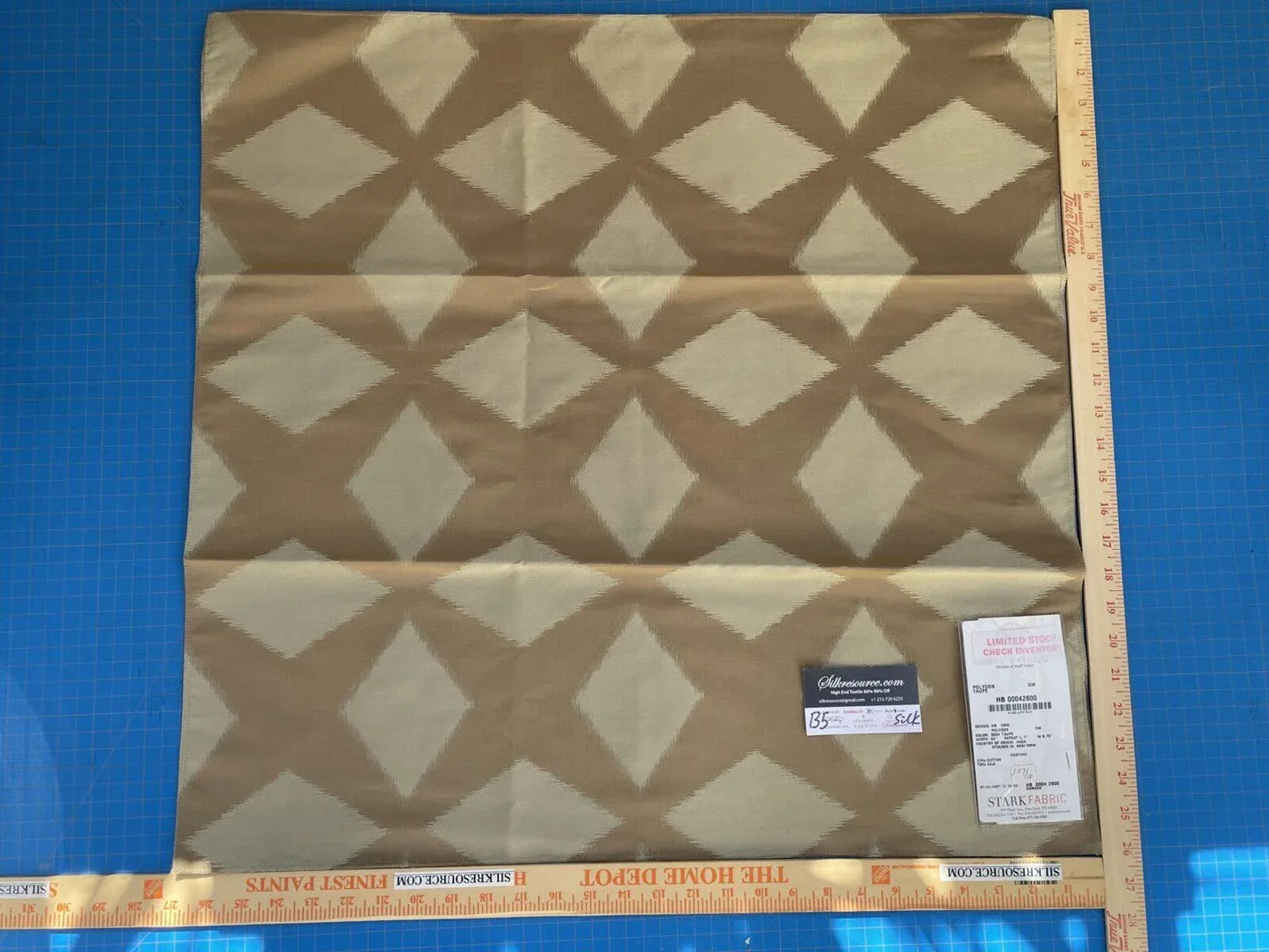 44 Berkbox5 Scalamandre Silk Square Polygon Taupe MSRP USD260/y
