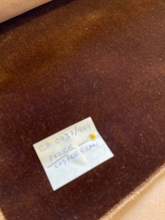 Scalamandre Christian Fischbacher Prince Coffee Bean Deep Brown High End Velvet Panel Texture Solid 1.9yards x 27" wide MSRP USD926/y