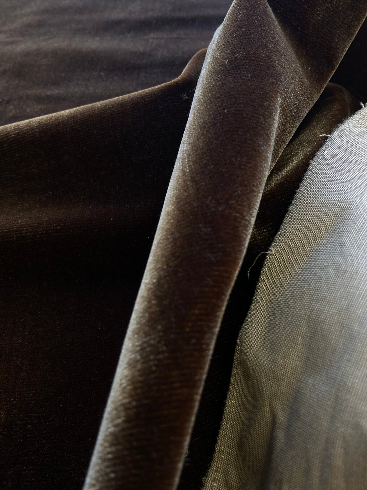 Scalamandre Christian Fischbacher Prince Coffee Bean Deep Brown High End Velvet Panel Texture Solid 1.9yards x 27" wide MSRP USD926/y