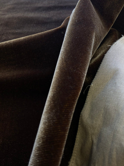 Scalamandre Christian Fischbacher Prince Coffee Bean Deep Brown High End Velvet Panel Texture Solid 1.9yards x 27" wide MSRP USD926/y