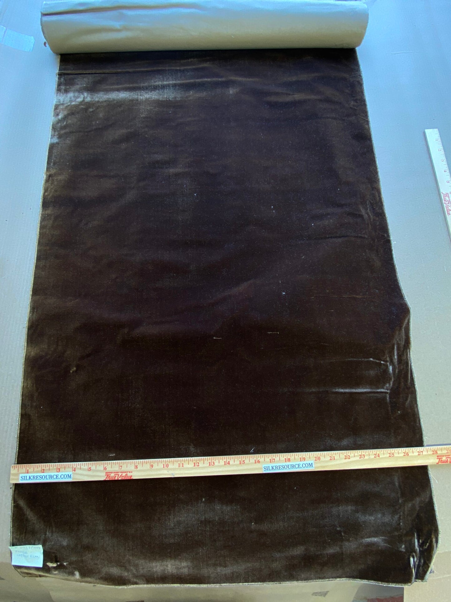 Scalamandre Christian Fischbacher Prince Coffee Bean Deep Brown High End Velvet Panel Texture Solid 1.9yards x 27" wide MSRP USD926/y