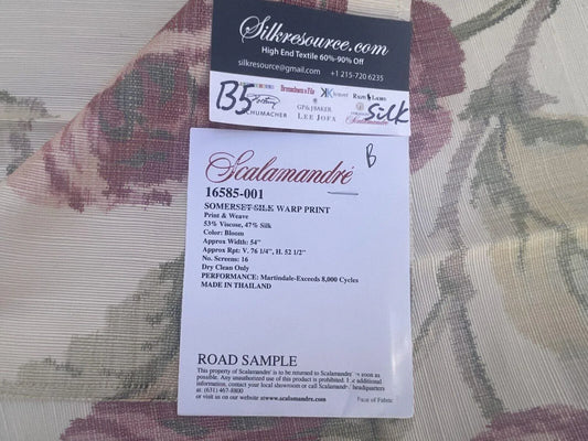 47b Berkbox5 Scalamandre Silk Square Somerset Silk Warp Print Bloom MSRP USD702/Y