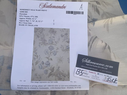 48a Berkbox5 Scalamandre Silk Square Somerset Silk Warp Print Porcelain MSRP USD702/Y