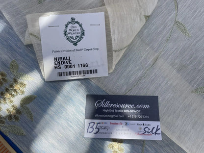 50 Berkbox5 Scalamandre Silk Square Nirali Engive Silk Linen Sheer Green on White