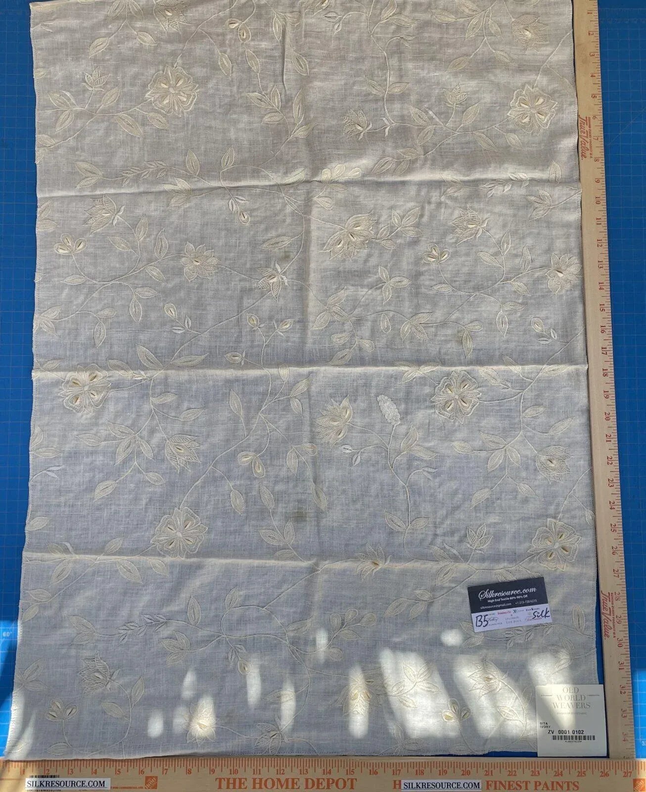 51a Berkbox5 Scalamandre Silk Square Embroidery Stark Fabric Ivory