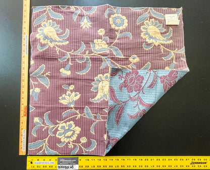 28 Berkbox68 25"x27" Scalamandre MYSORE Mauve-Grigio Azurro Maroon Blue Beige Botanical Large pattern