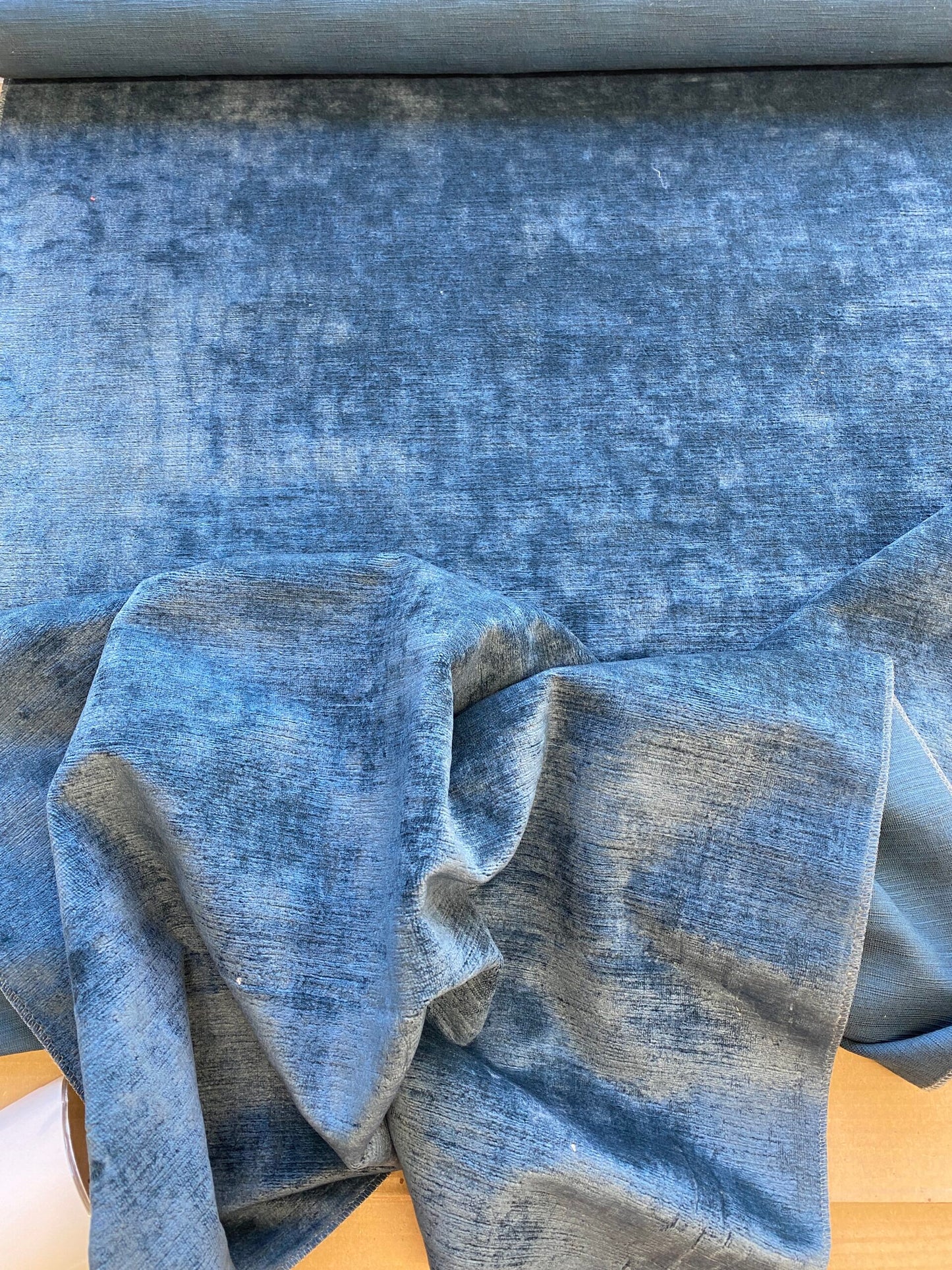 Scalamandre High End Velvet Panel by Old World Weavers Como Linen II Midnight Blue Linen Velvet 1.9y x 27" wide MSRP USD354/y