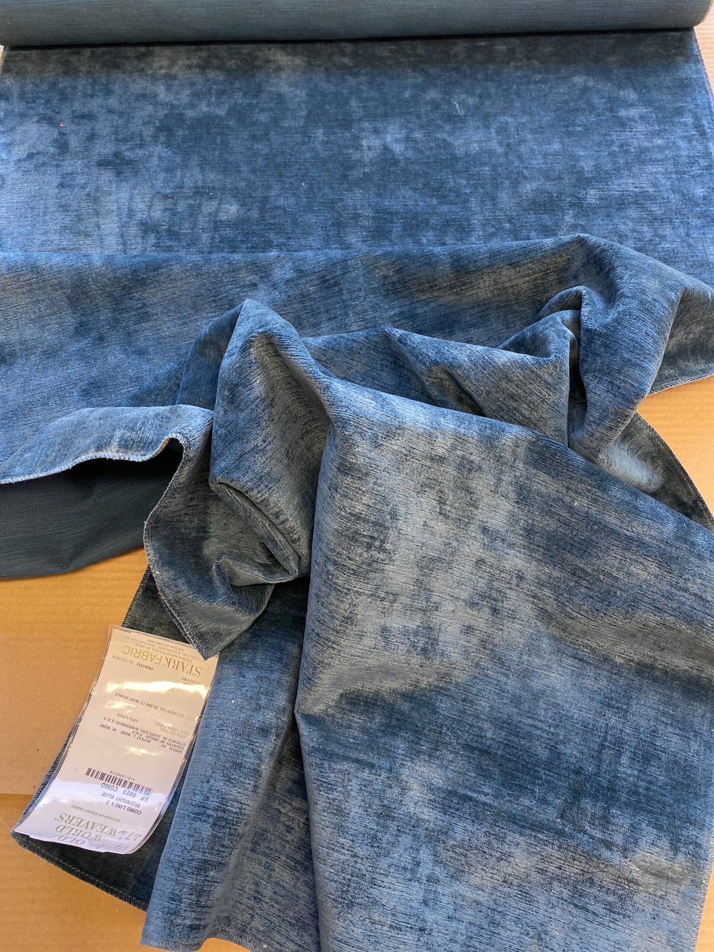 Scalamandre High End Velvet Panel by Old World Weavers Como Linen II Midnight Blue Linen Velvet 1.9y x 27" wide MSRP USD354/y