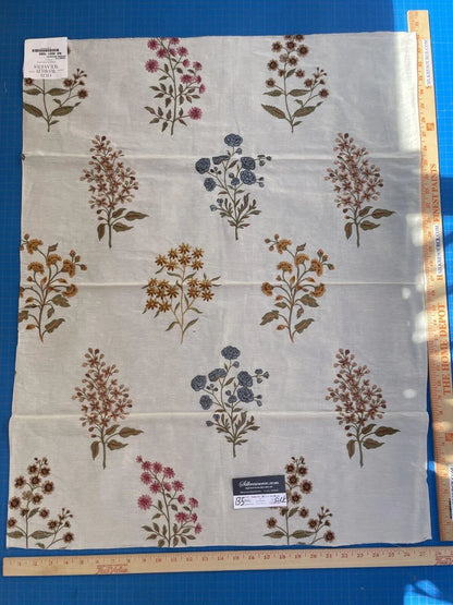 52a Berkbox5 Trinette 27×33 Scalamandre Silk Square Embroidery Beige Spring Bouquet MSRP USD 408/Y