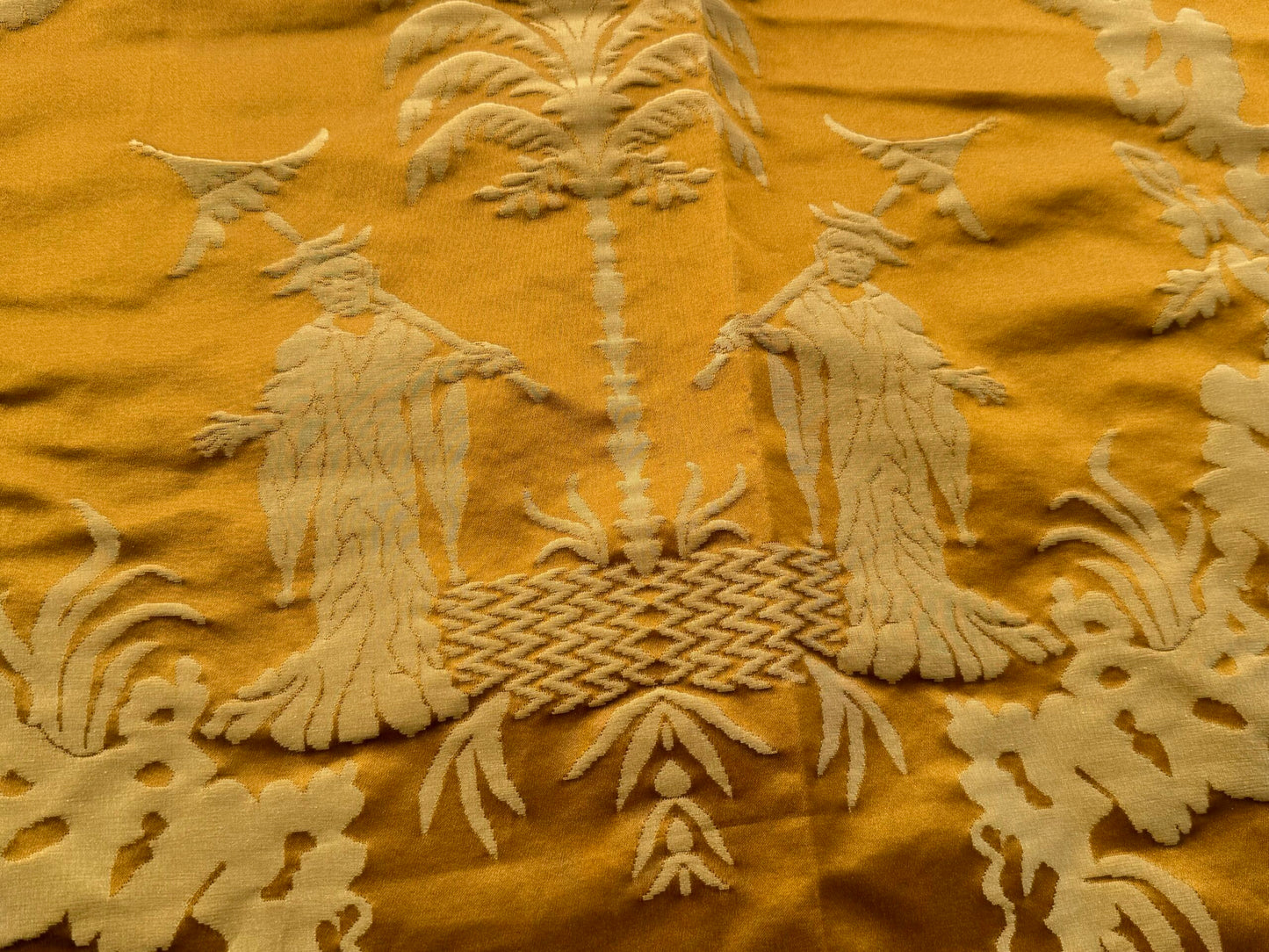 2.5YD Scalamandre Tassinari &amp; Chatel Les Chinois  Antique Gold Silk Lampas Neoclassical Gold MSRP 700+/Y