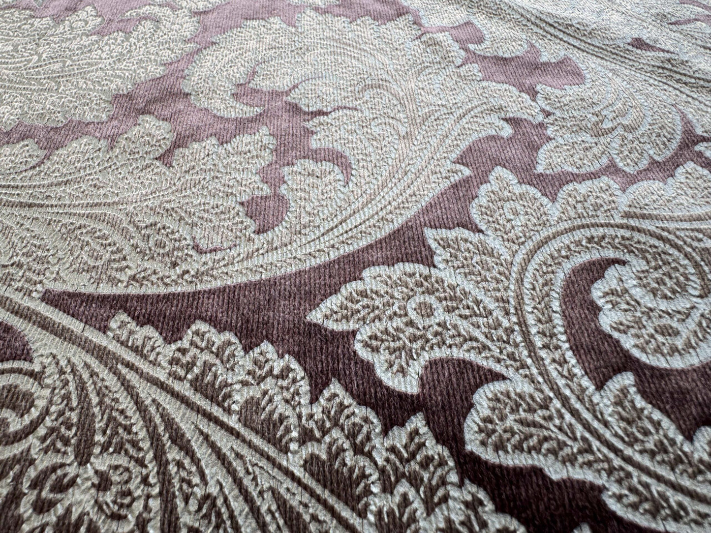 1.2yard Scalamandre Palermo Velvet Paisley Amethyst Purple Printed Velvet Botanical Foliage MSRP USD610/y