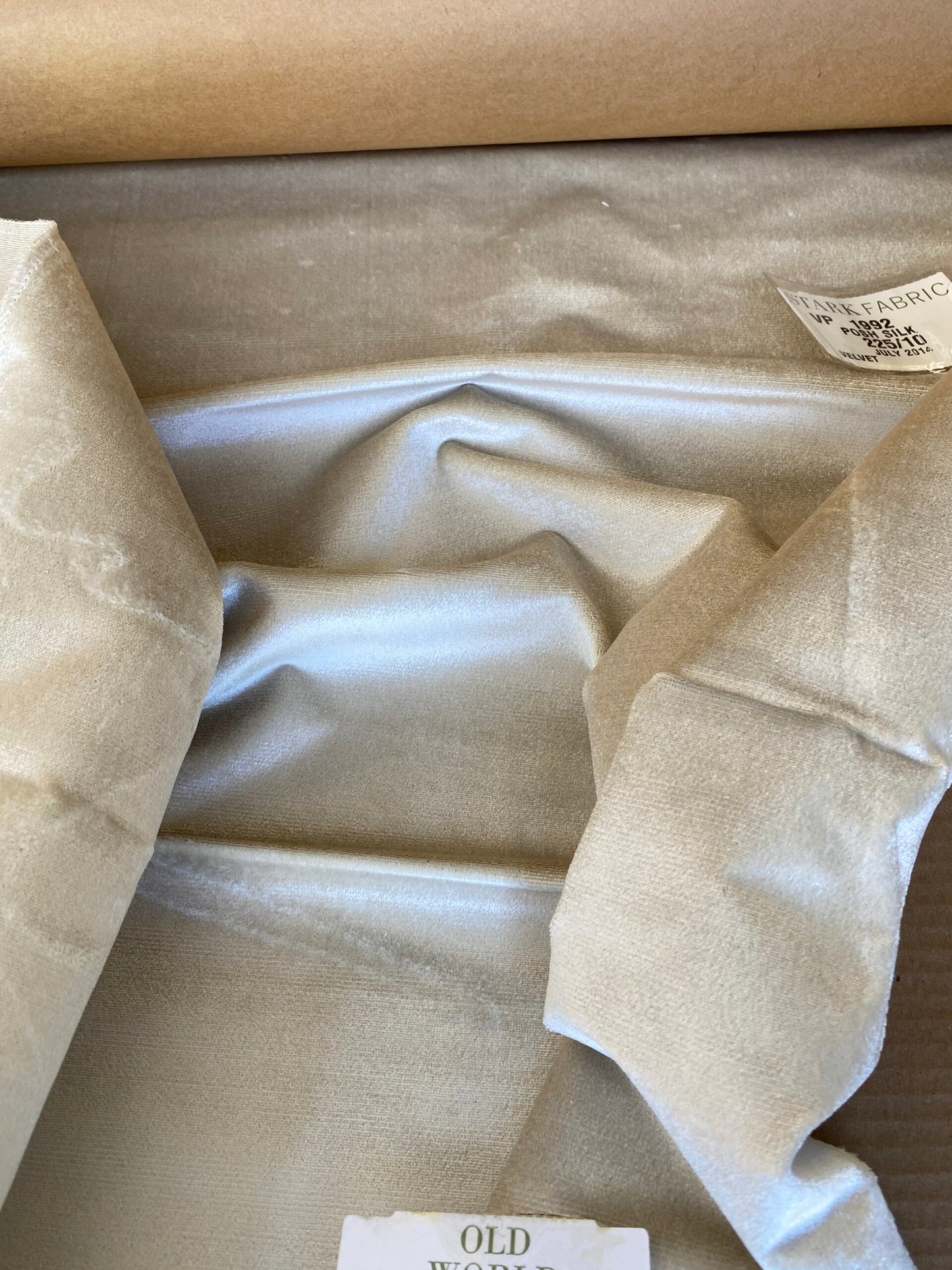 Scalamandre High End Velvet Panel by Old World Weavers Posh Silk Gloom Beige Velvet 1.9yards x 27" wide MSRP USD500+/y
