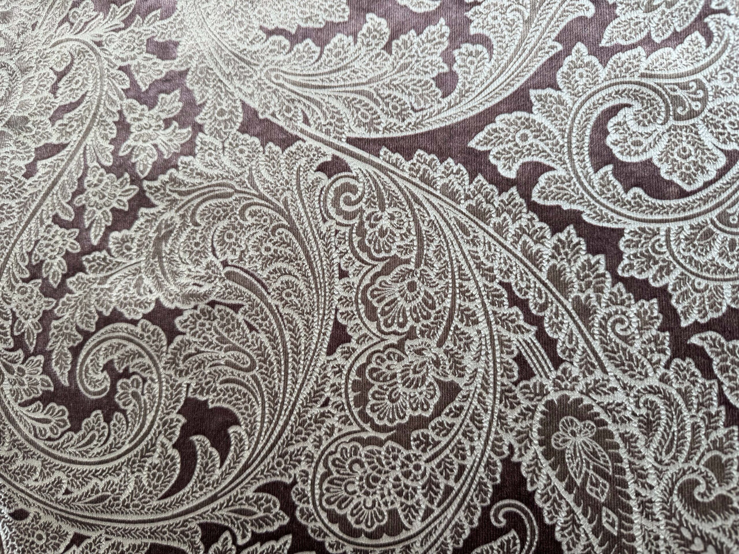 1.2yard Scalamandre Palermo Velvet Paisley Amethyst Purple Printed Velvet Botanical Foliage MSRP USD610/y
