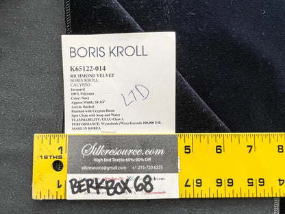 37 Berkbox68 27"x27"  Square Scalamandre RICHMOND VELVET Navy Boris Kroll Calypso Jacquard Polyester