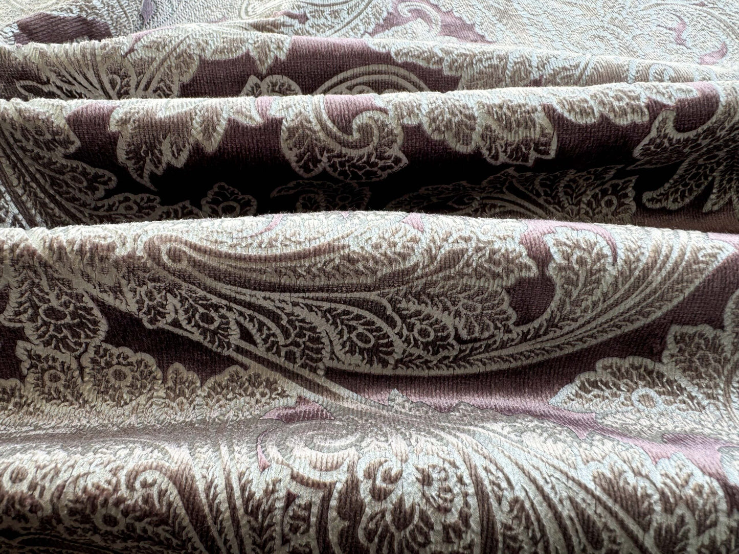 1.2yard Scalamandre Palermo Velvet Paisley Amethyst Purple Printed Velvet Botanical Foliage MSRP USD610/y