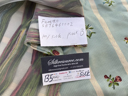 53b Berkbox5 Scalamandre Silk Square Furetto Green Blue French Lampas Beige Old World Weavers