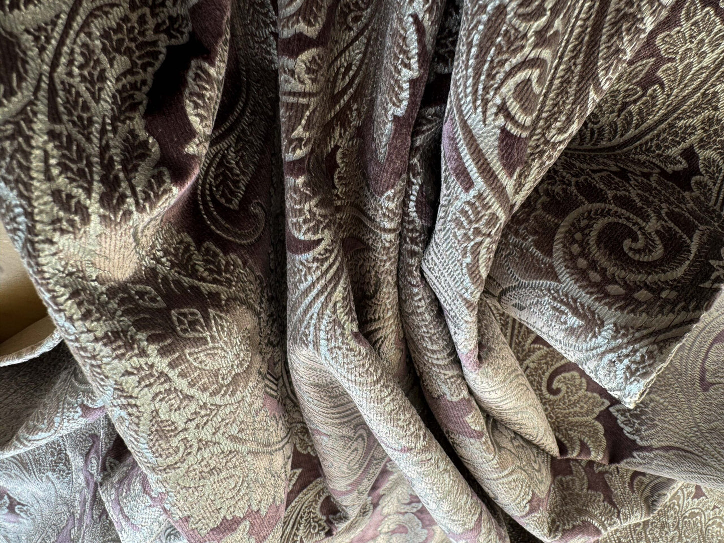 1.2yard Scalamandre Palermo Velvet Paisley Amethyst Purple Printed Velvet Botanical Foliage MSRP USD610/y