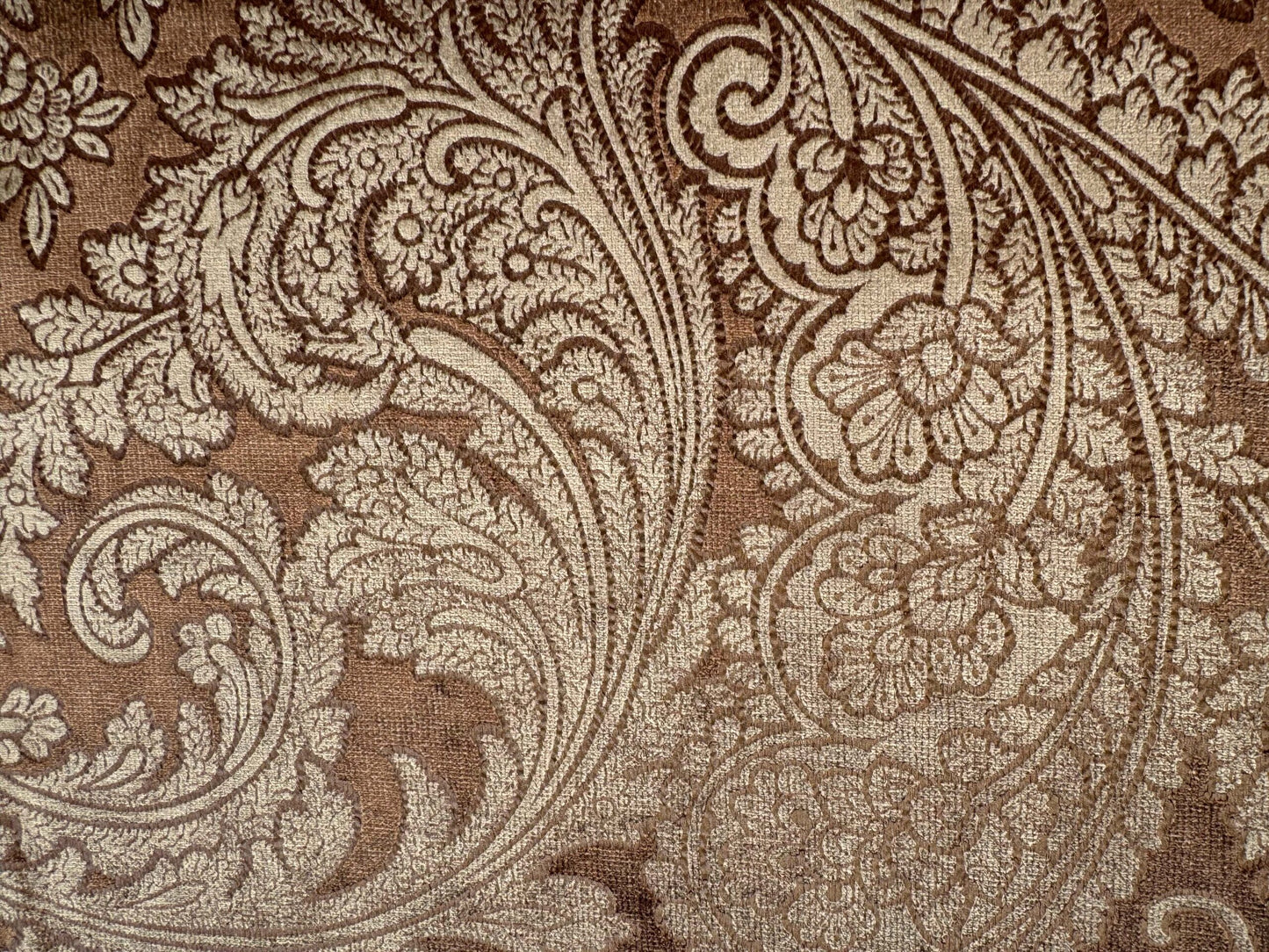 1.2yard Scalamandre Palermo Velvet Paisley Copper Brown Printed Velvet Botanical Foliage MSRP USD610/y