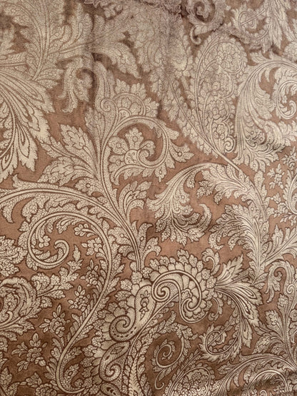 1.2yard Scalamandre Palermo Velvet Paisley Copper Brown Printed Velvet Botanical Foliage MSRP USD610/y