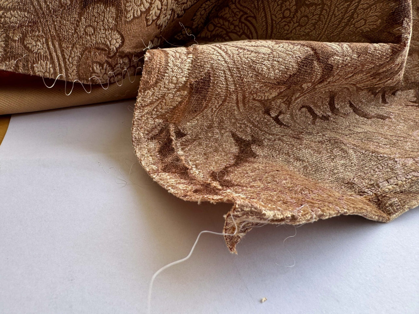 1.2yard Scalamandre Palermo Velvet Paisley Copper Brown Printed Velvet Botanical Foliage MSRP USD610/y