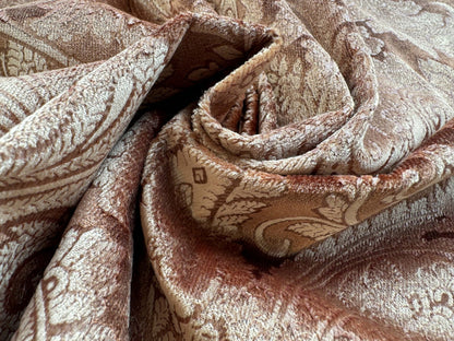 1.2yard Scalamandre Palermo Velvet Paisley Copper Brown Printed Velvet Botanical Foliage MSRP USD610/y