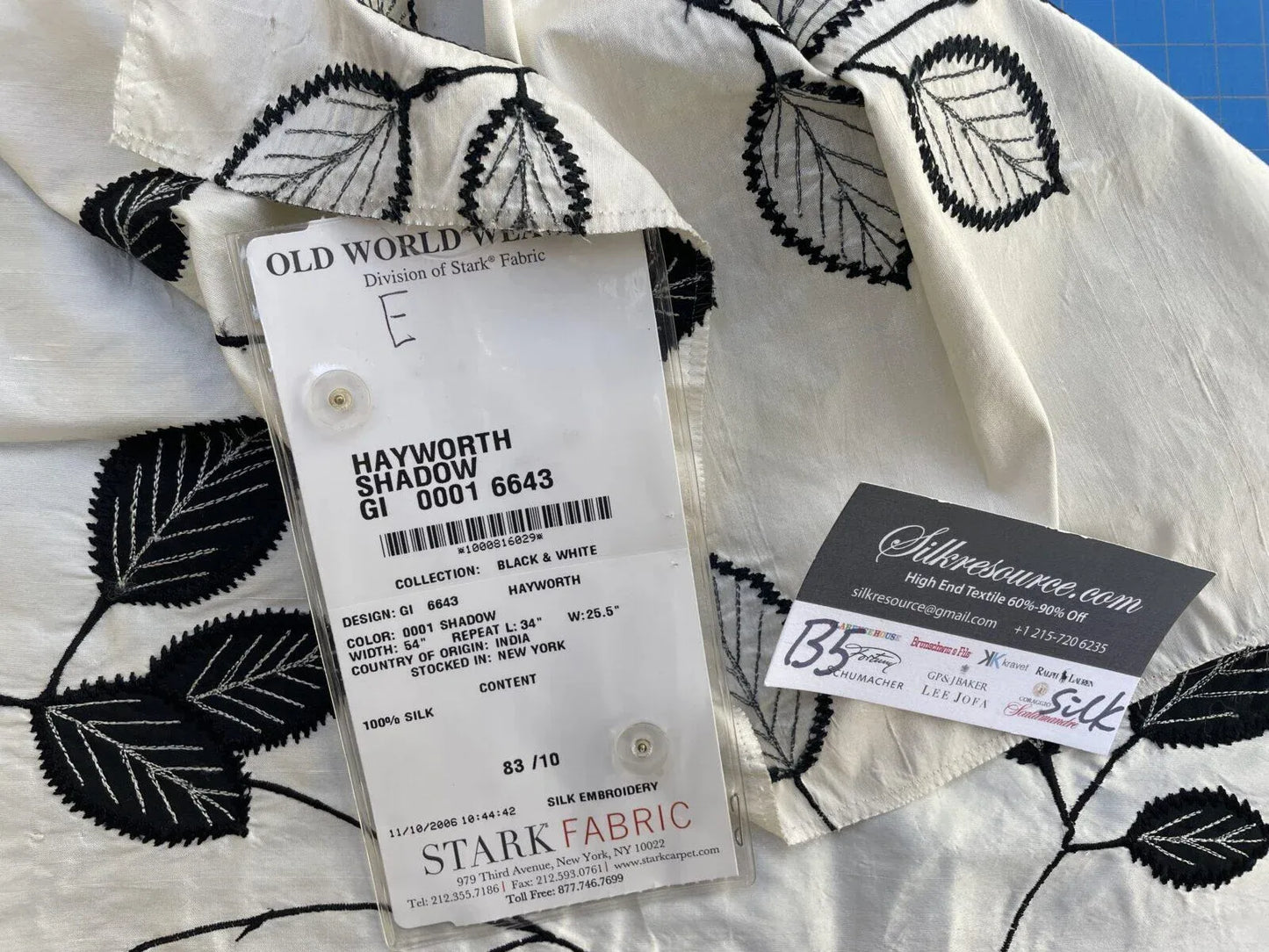 54e Berkbox5 Scalamandre Silk Square Hayworth Shadow Black On White