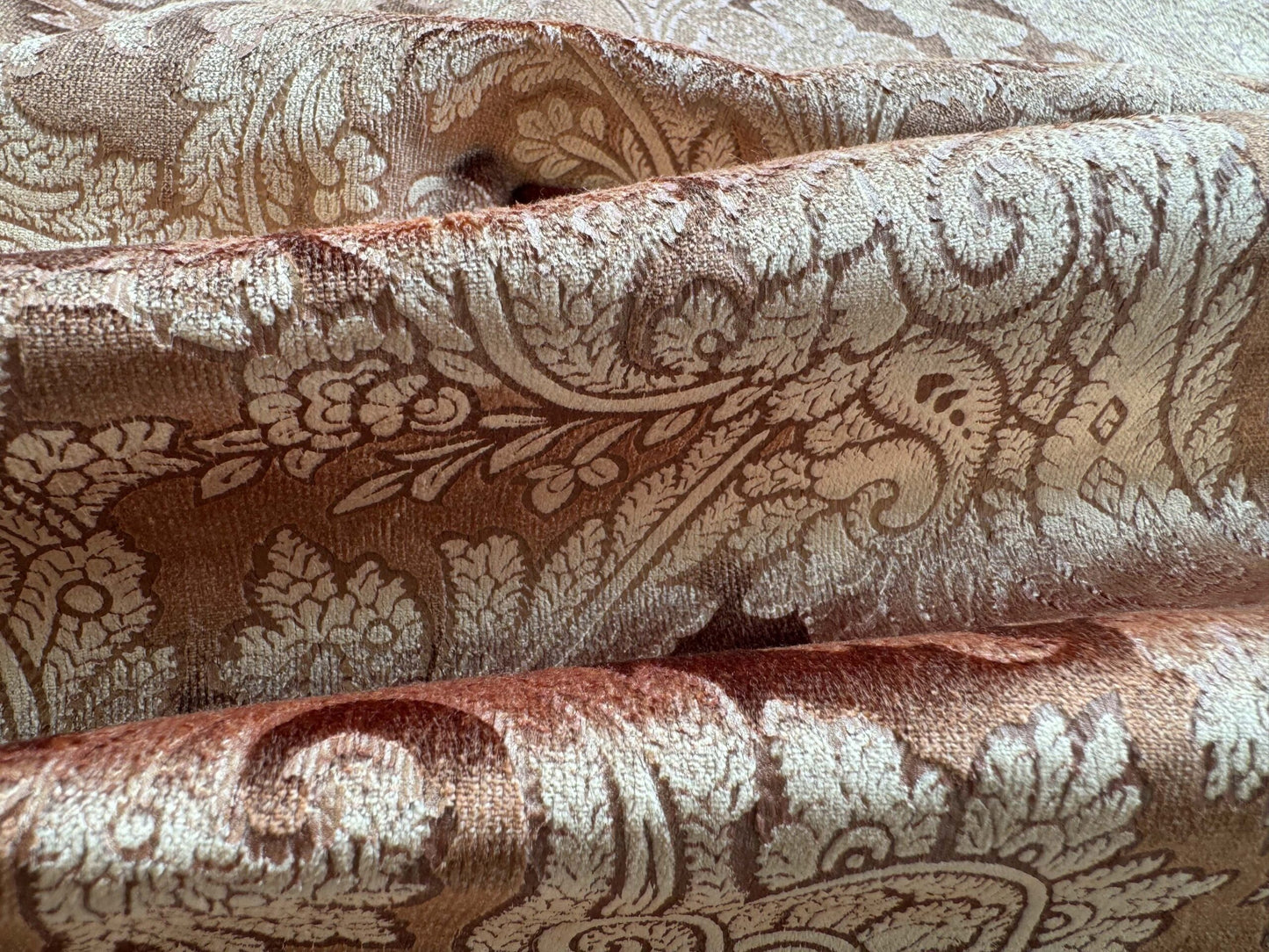 1.2yard Scalamandre Palermo Velvet Paisley Copper Brown Printed Velvet Botanical Foliage MSRP USD610/y