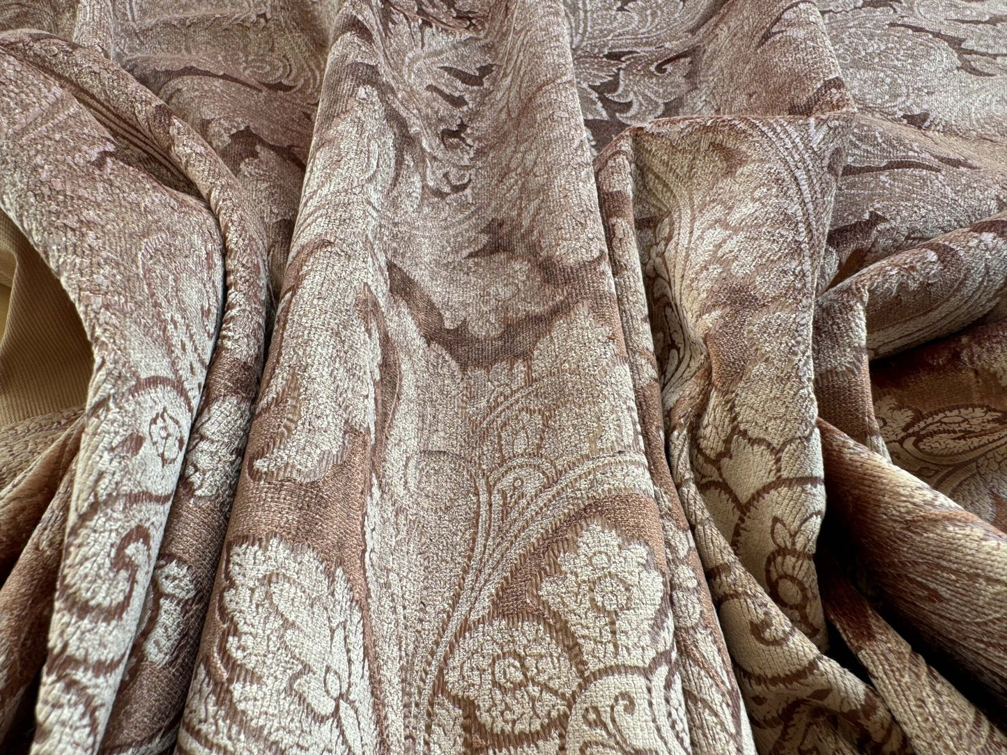 1.2yard Scalamandre Palermo Velvet Paisley Copper Brown Printed Velvet Botanical Foliage MSRP USD610/y