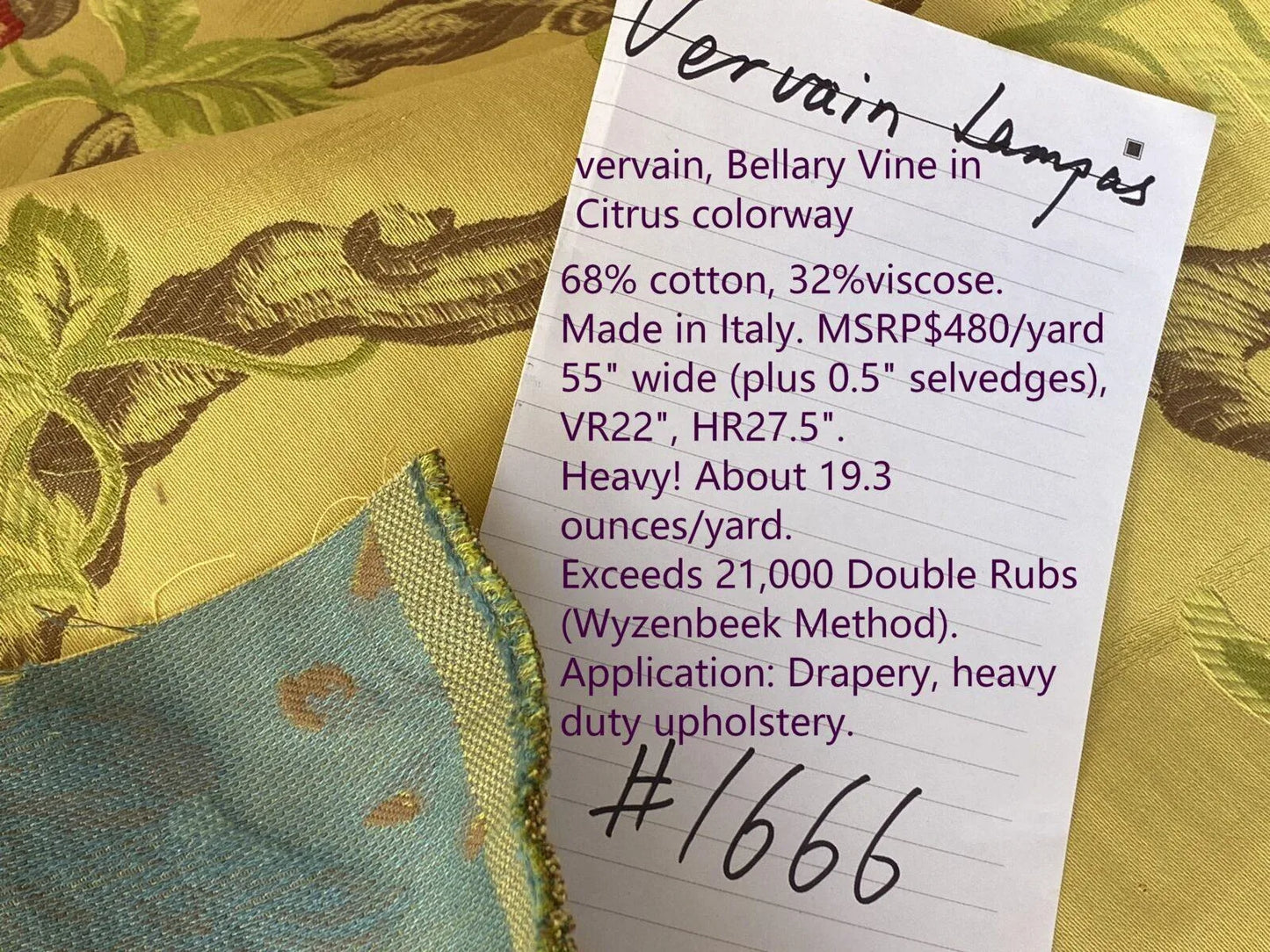 By Yd Vervain Bellary Vine Citrus Yellow Blue Red Flower Fruit Melograno Tree Fig MSRP USD 480/Y