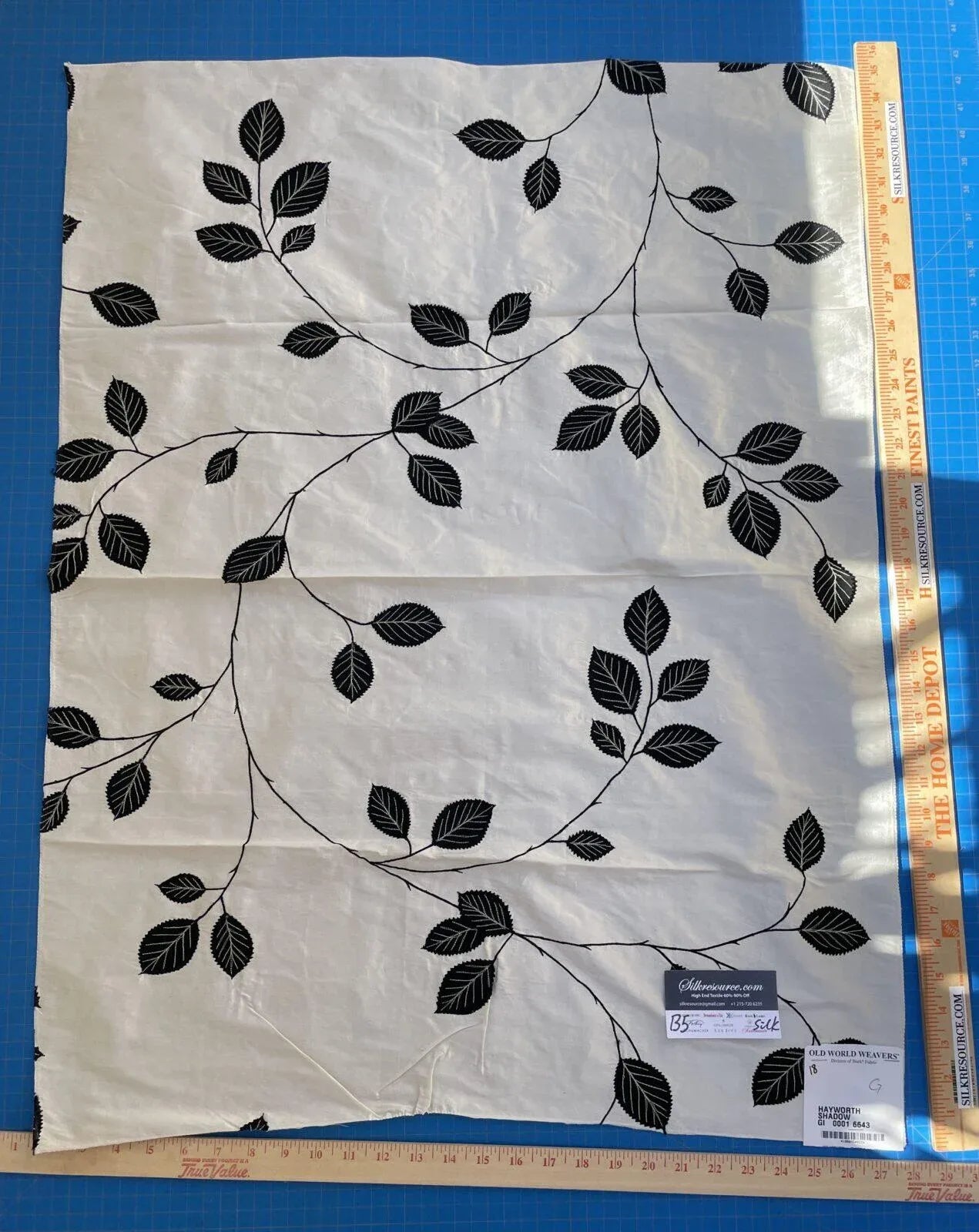 54g Berkbox5 Scalamandre Silk Square Hayworth Shadow Black On White