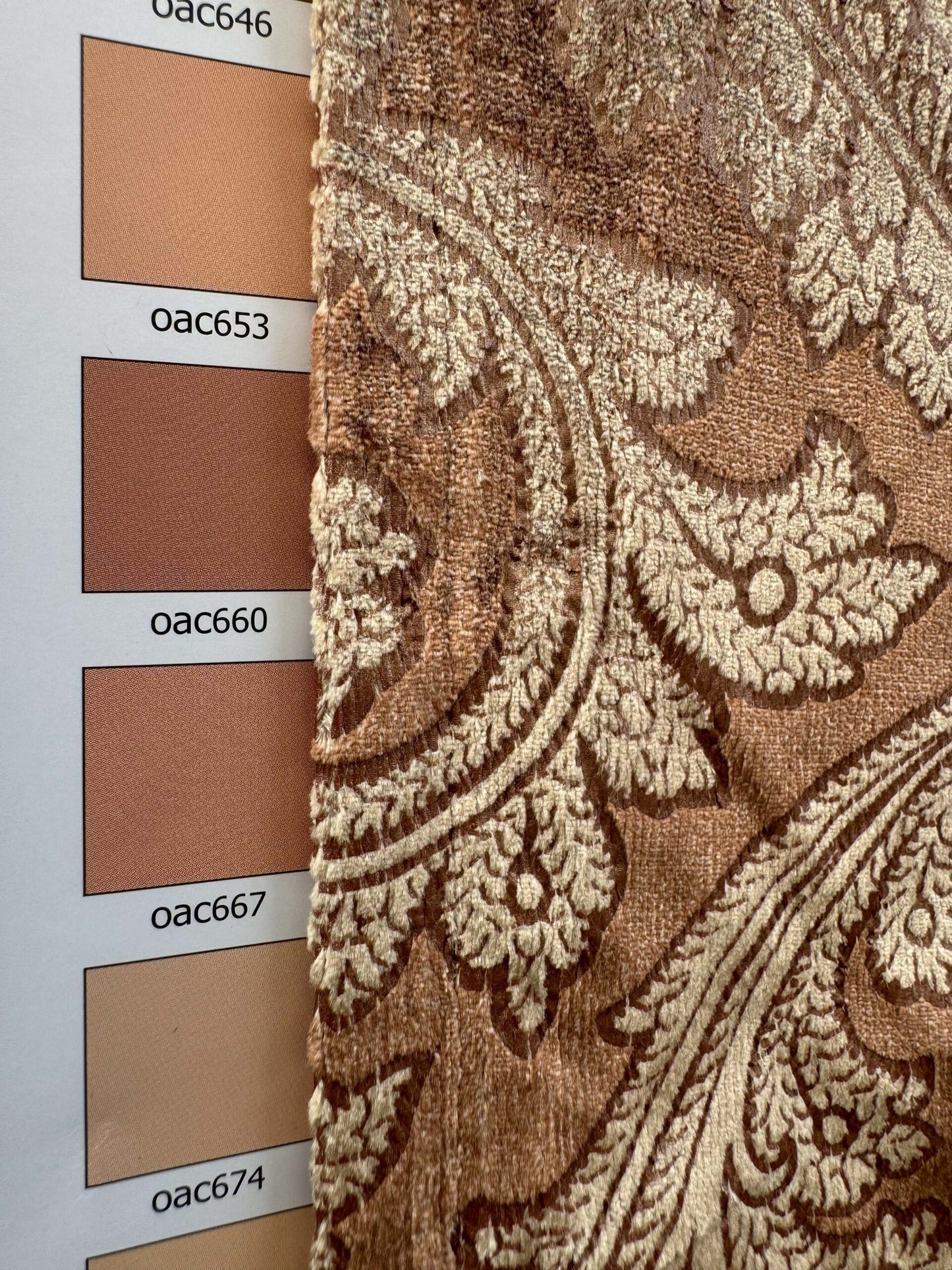 1.2yard Scalamandre Palermo Velvet Paisley Copper Brown Printed Velvet Botanical Foliage MSRP USD610/y