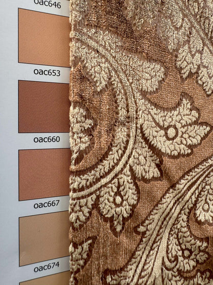 1.2yard Scalamandre Palermo Velvet Paisley Copper Brown Printed Velvet Botanical Foliage MSRP USD610/y