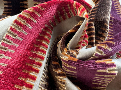 2.5yard Scalamandre Colony Indianapolis Silk Velvet Cut Velvet Burnt Raspberry Red Purple Brown Chocolate MSRP USD 830/Y