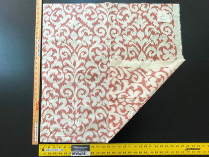 47 Berkbox68 27"x27" Scalamandre Swirl Red White Silk Linen Damask Ikat Scroll MSRP USD 372/Y