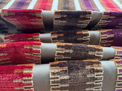 2.5yard Scalamandre Colony Indianapolis Silk Velvet Cut Velvet Burnt Raspberry Red Purple Brown Chocolate MSRP USD 830/Y