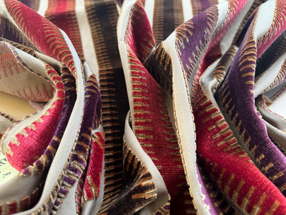 2.5yard Scalamandre Colony Indianapolis Silk Velvet Cut Velvet Burnt Raspberry Red Purple Brown Chocolate MSRP USD 830/Y