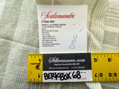 49 Berkbox68 26"x26" Scalamandre MONTAUK STRIPE SHEER Linen Beige Atmosphere Sheers