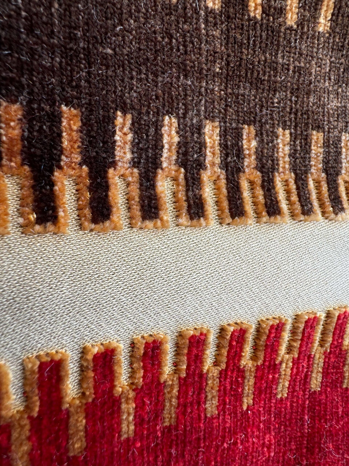 2.4yard with Cut Corner Scalamandre Colony Indianapolis Silk Velvet Cut Velvet Burnt Raspberry Red Purple Brown Chocolate MSRP USD 830/Y