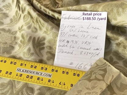 Fabricut Byrnes In Linen Beige Silk Cotton Lampas Renaissance Damask MSRP USD 188.50/Y