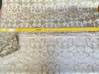 Fabricut Byrnes In Linen Beige Silk Cotton Lampas Renaissance Damask MSRP USD 188.50/Y